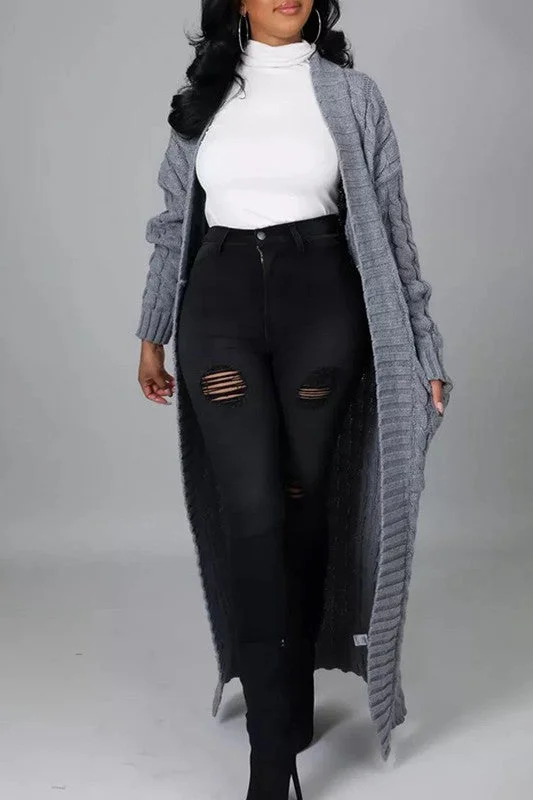 Extra-Large Knitted Crewneck SweatersLONG MAXI SWEATER CARDIGAN