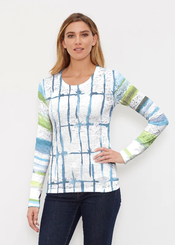 women's tops for minimalist aestheticsKnotted Stripe (7853) ~ Thermal Long Sleeve Crew Shirt