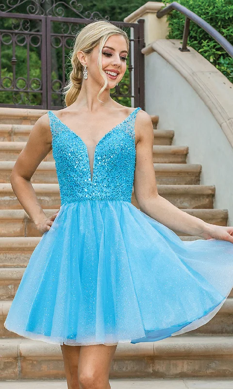 prom dresses with pocketsSleeveless Sequin-Bodice Short Glitter Prom Dress