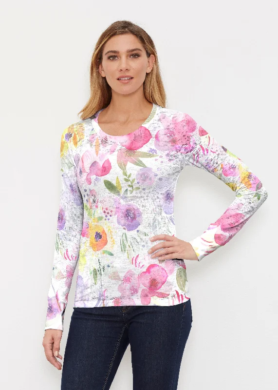 women's tops with cold-shoulder cutsSpring Crush Pink (16061) ~ Thermal Long Sleeve Crew Shirt