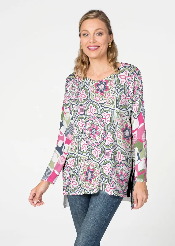 women's tops for those who seek both style and comfortMandala Geo Blue (13503) ~ Slouchy Butterknit Top