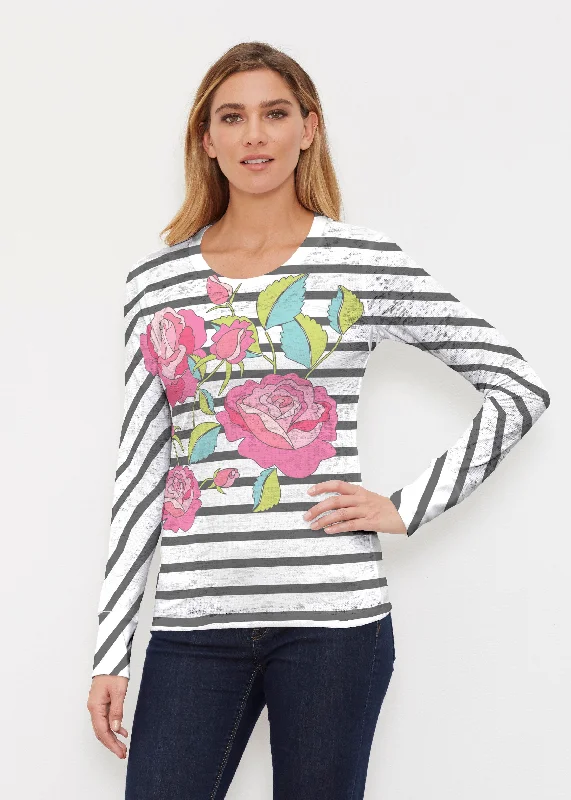 women's tops with sequin embellishmentsRosie Stripe (14226) ~ Thermal Long Sleeve Crew Shirt