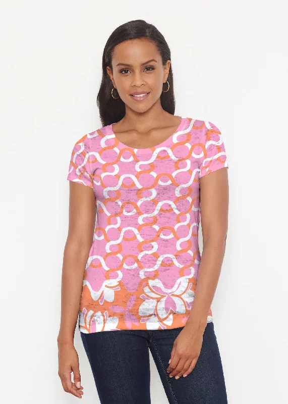 women's tops for those who want to stay warm and stylish during colder weatherSquiggles Pink (20341) ~ Signature Short Sleeve Scoop Shirt