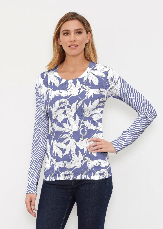 women's tops for those who want to add a pop of color to their outfitsSketch Floral Dominos (7814) ~ Thermal Long Sleeve Crew Shirt