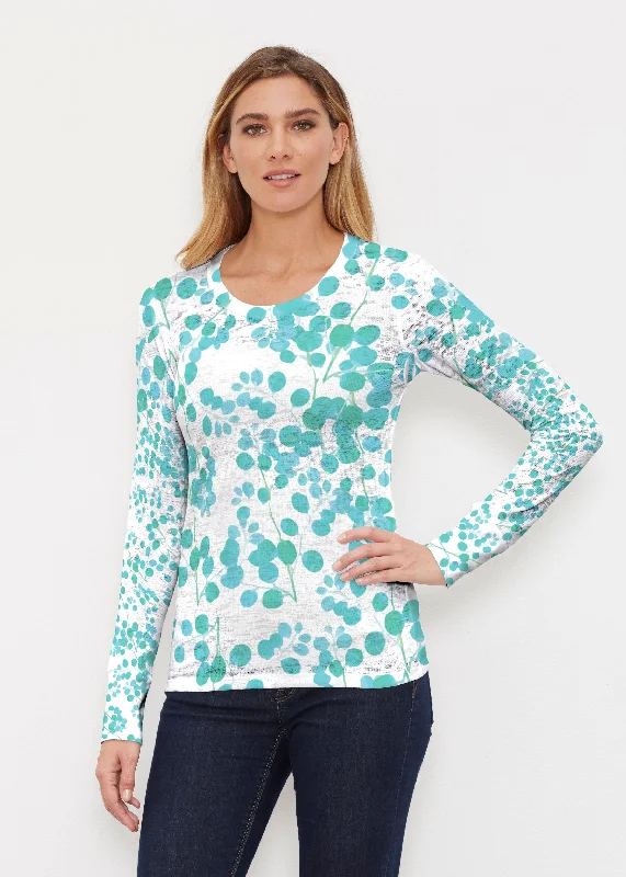 women's tops for those who want to wear pieces that are both functional and fashionableTeal Pome (7863) ~ Thermal Long Sleeve Crew Shirt