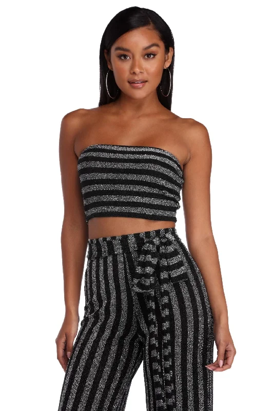 women's tops for those who value both quality and affordabilityStripe Down For Me Cropped Tube Top