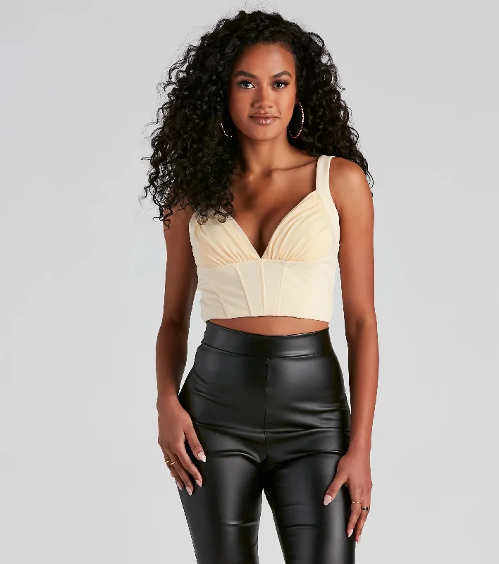 women's tops for those who want to create outfits that are both unique and memorableFront Row V-Neck Ponte Corset Top