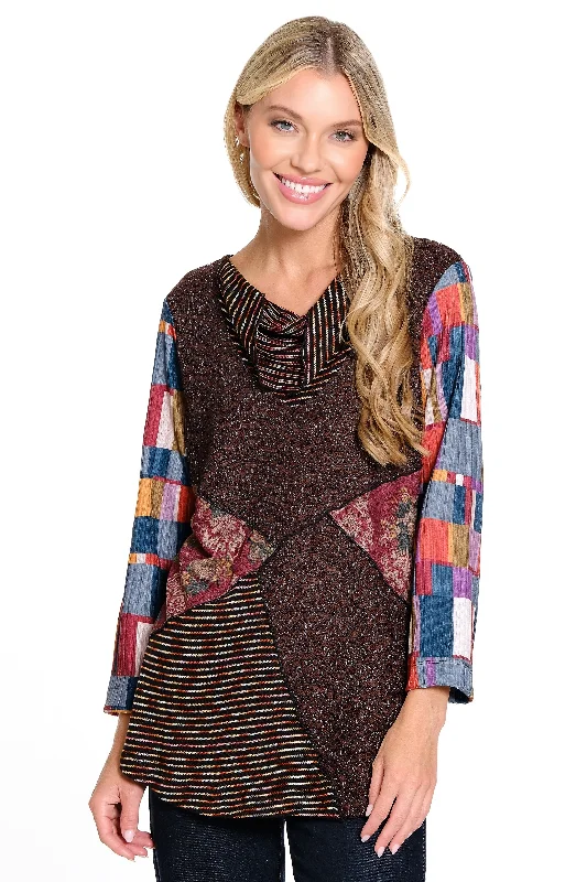 spaghetti strap women's topsMixed Media Patch Knit Tunic - Patch Multi