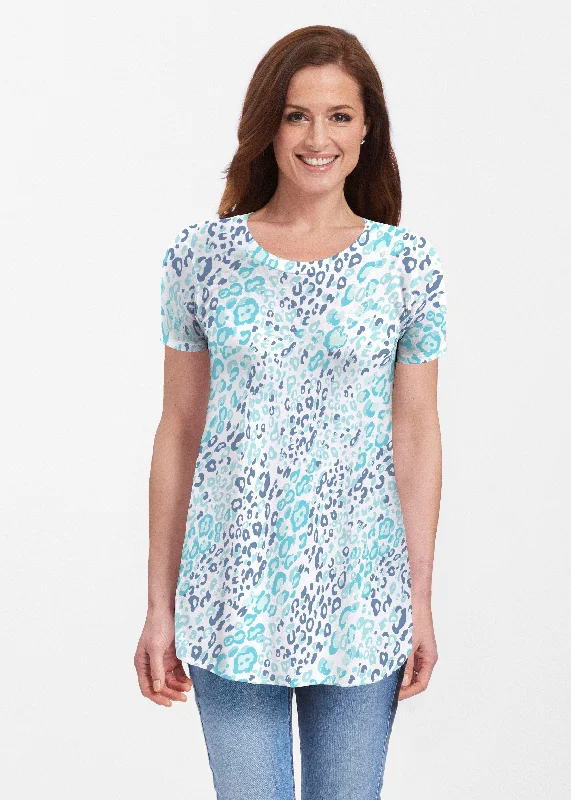 women's tops for those who want to make a bold fashion statement with their choice of topsCat Blue (7755) ~ Butterknit Short Sleeve Tunic