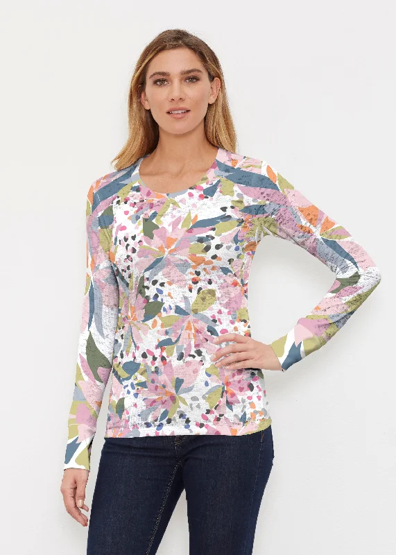 women's tops with cinched waistsFloral Leopard (7810) ~ Thermal Long Sleeve Crew Shirt