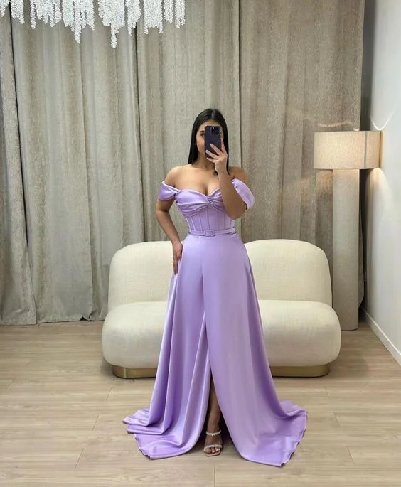 prom dress inspiration galleriesPurple Off The Shoulder A-line Prom Dress,Senior Prom Gown Y7219