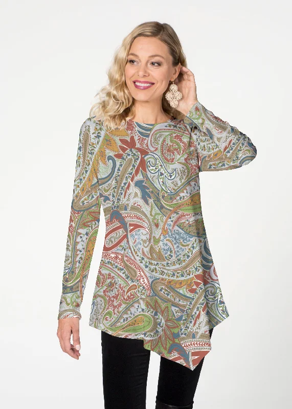 women's tops for those who want to invest in timeless piecesProvincial Paisley (7678) ~ Asymmetrical French Terry Tunic