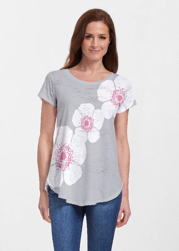 women's tops for those who want to create outfits that are both unique and memorablePoppy Grey (7016) ~ Signature Short Sleeve Scoop Neck Flowy Tunic