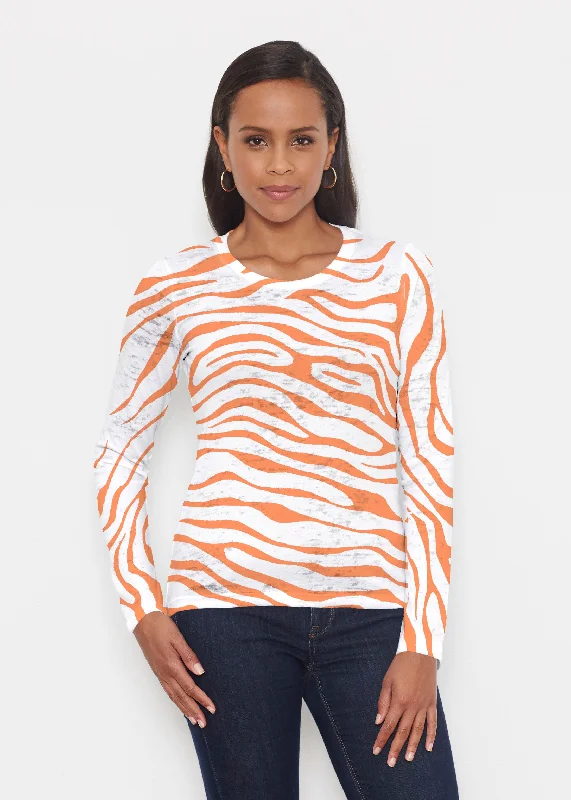 satin women's topsZebra Orange (7042) ~ Signature Long Sleeve Crew Shirt