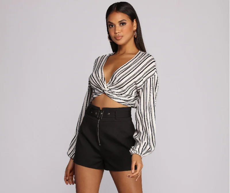 women's tops with lace-up frontsStripe Vibes Crop Top