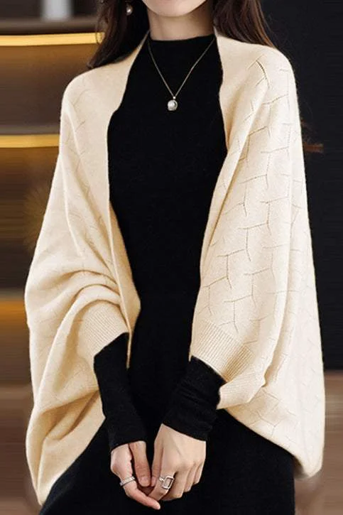 Oversized SweatersSolid-color loose and versatile outerwear cloak cardigan