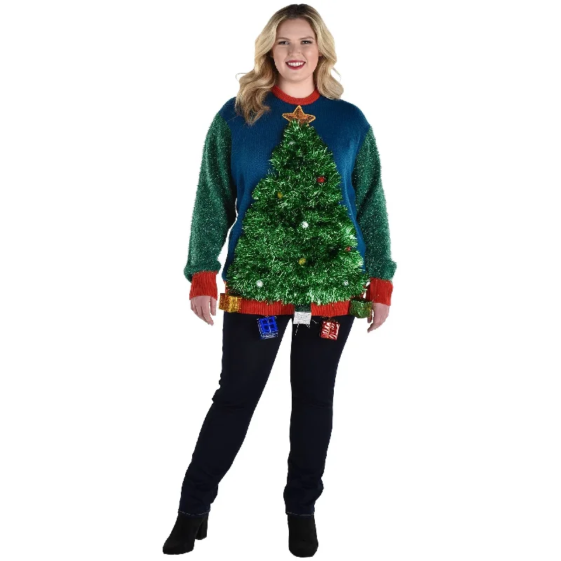 Vintage Flannel Sweaters3D Tinsel Tree Ugly Sweater - Adult