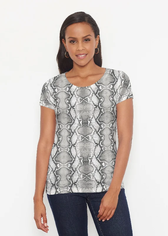 women's tops for boho-chic stylesPython Silver (7272) ~ Signature Short Sleeve Scoop Shirt