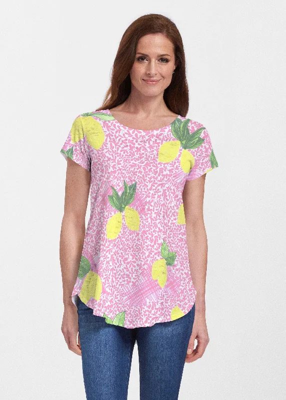 women's tops for those who want to stay updated with the latest fashion trendsPink Lemonade (10162) ~ Signature Short Sleeve Scoop Neck Flowy Tunic