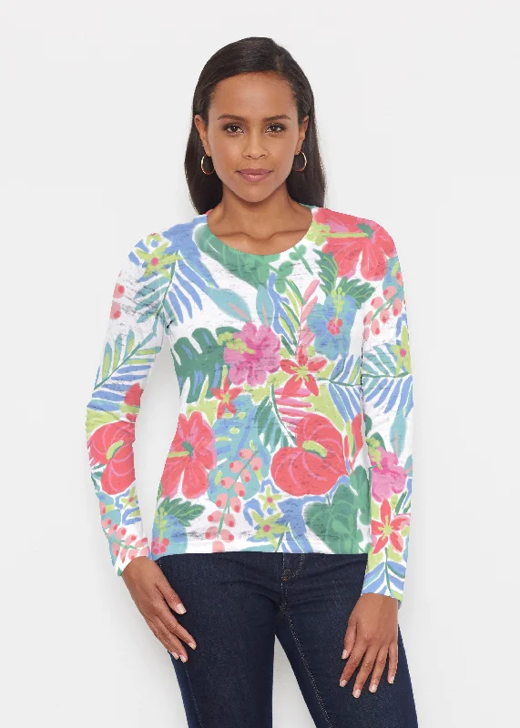 silk women's topsHawaiian Fling (22141) ~ Signature Long Sleeve Crew Shirt