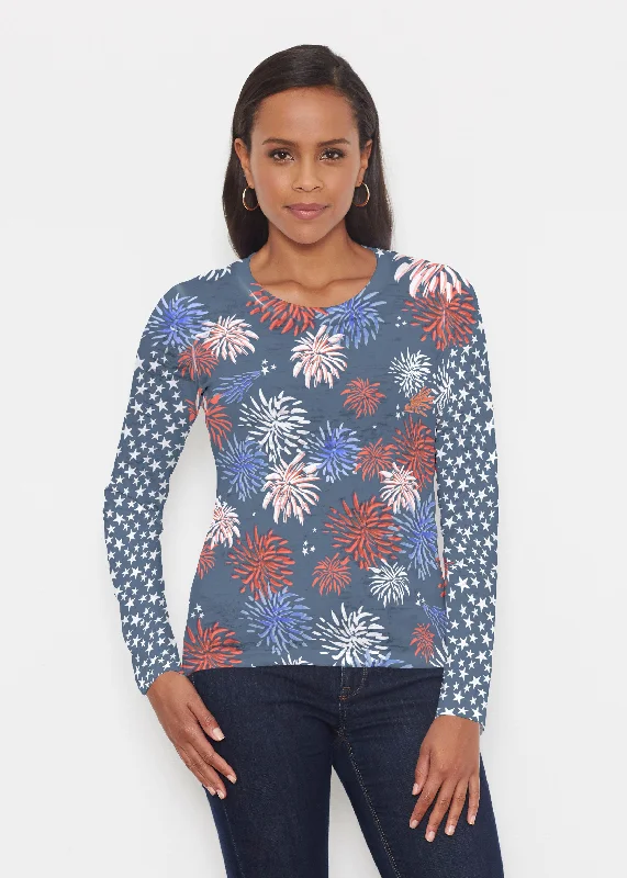 cropped women's topsRed Glare Navy (16138) ~ Signature Long Sleeve Crew Shirt