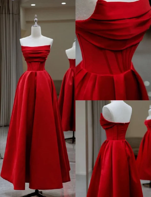 prom dress try-on ideasStylish Flat Neck Satin Backless Pleated Floor Length A Line Evening Gown Prom Dress  Y6815