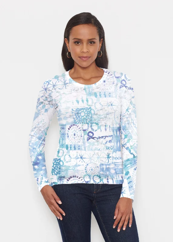 lace women's topsFerris Wheel Blue (16186) ~ Signature Long Sleeve Crew Shirt