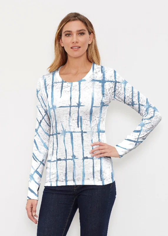 women's tops for those who want to show off their figure in a flattering wayKnotted Tie Dye (7844) ~ Thermal Long Sleeve Crew Shirt