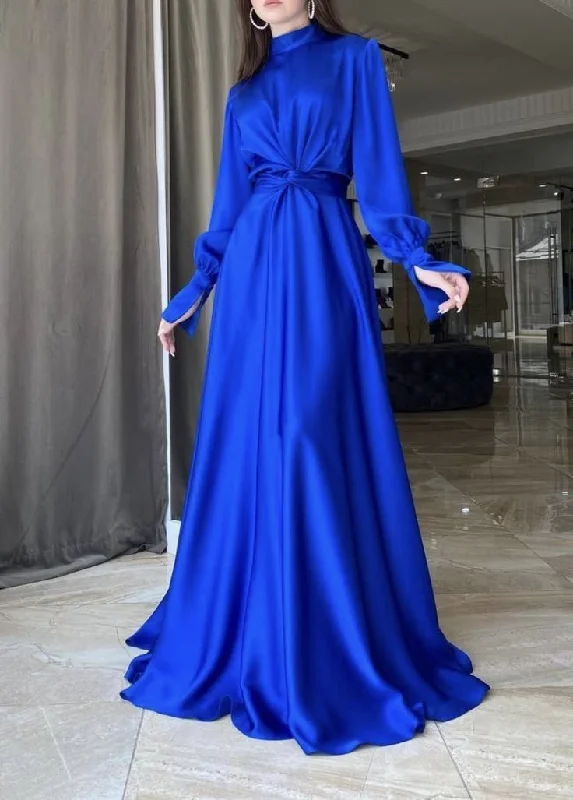 flutter sleeve prom dressesRoyal Blue A-line Long Sleeves Prom Dress,Royal Blue Evening Dress Y5857