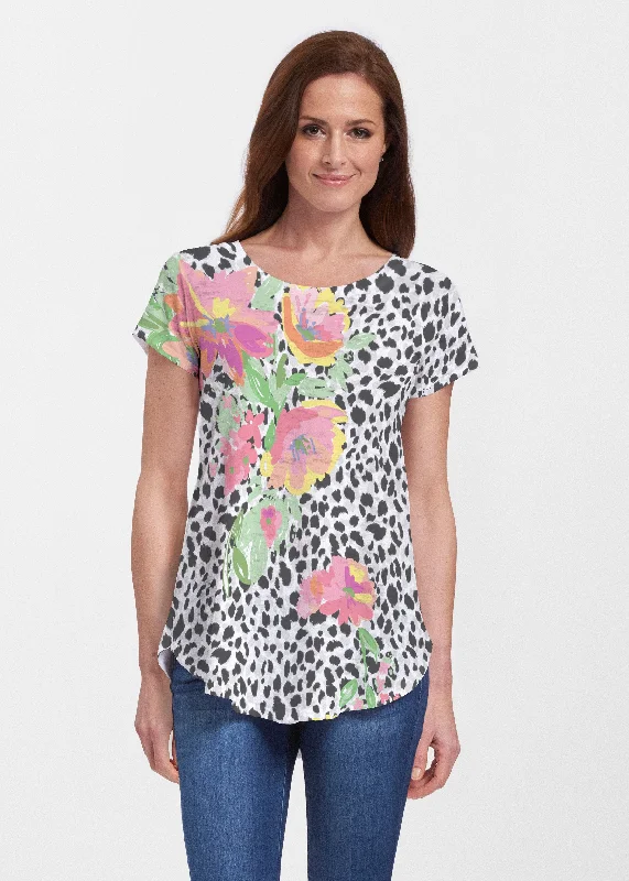 long-sleeved women's topsSpring Leopard (14225) ~ Signature Short Sleeve Scoop Neck Flowy Tunic