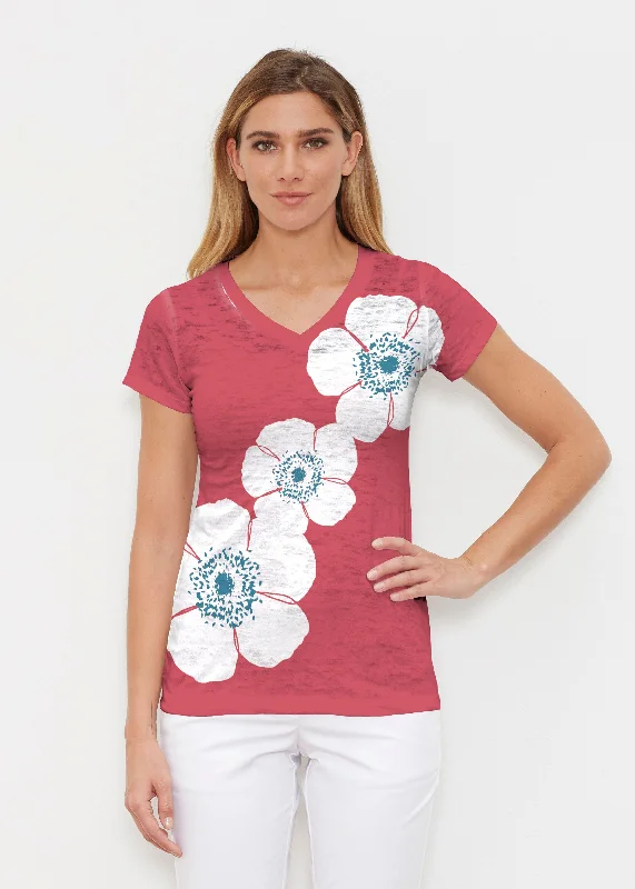 women's tops for those who love to experiment with fashionPoppy Red (7015) ~ Signature Cap Sleeve V-Neck Shirt