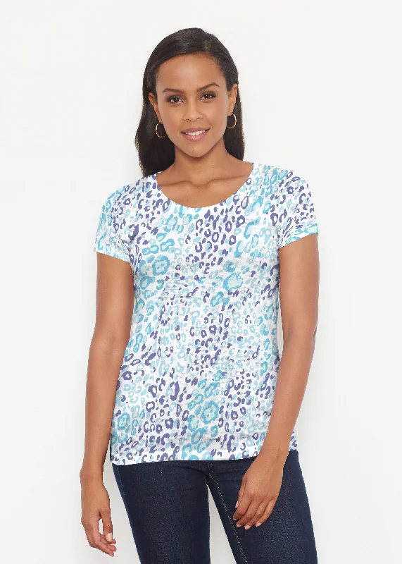 women's tops for those who prefer classic over trendy stylesCat Blue (7755) ~ Signature Short Sleeve Scoop Shirt