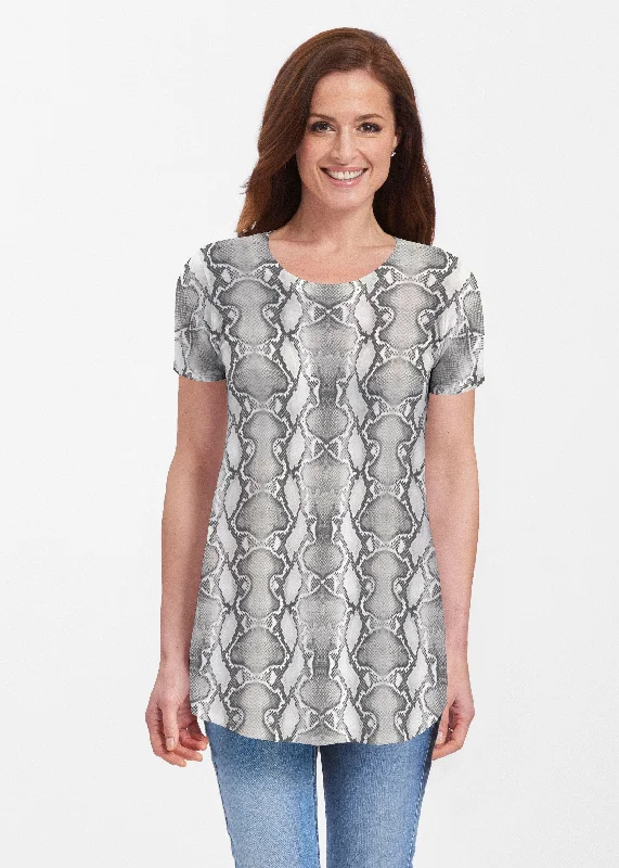 women's tops for those who want to create stylish and put-together outfits without spending a fortunePython Silver (7272) ~ Butterknit Short Sleeve Tunic