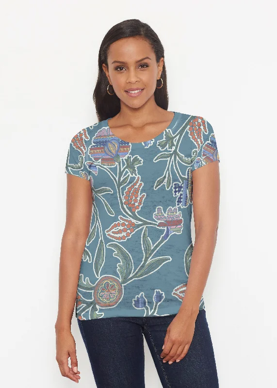 women's tops for date nightsPatterns At Play Blue (7827) ~ Signature Short Sleeve Scoop Shirt