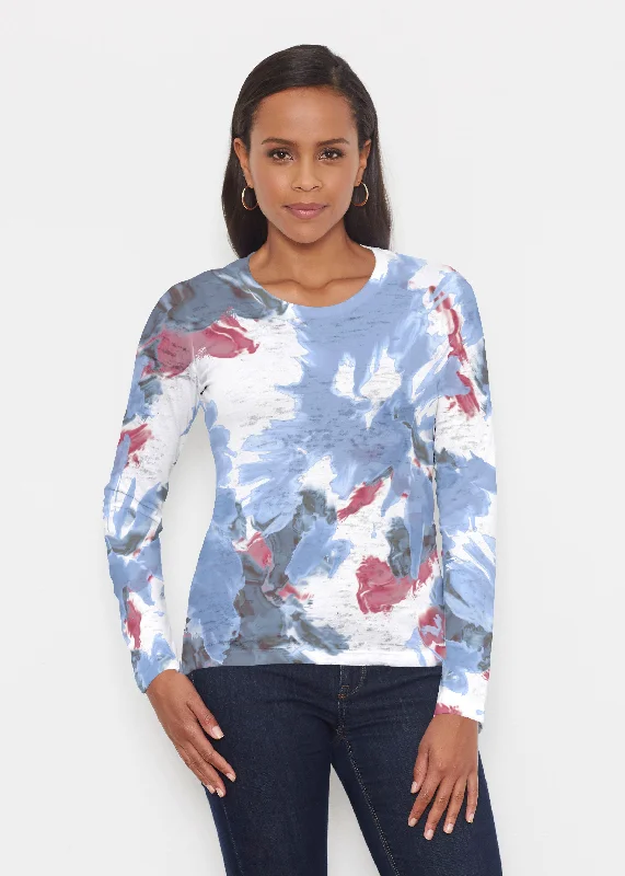 women's tops with spaghetti straps and deep V-necksSplatter (25066) ~ Signature Long Sleeve Crew Shirt