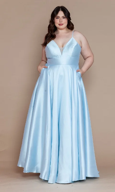 off-shoulder prom dressesPlus-Size Long Corset Prom Dress with Pockets W1070