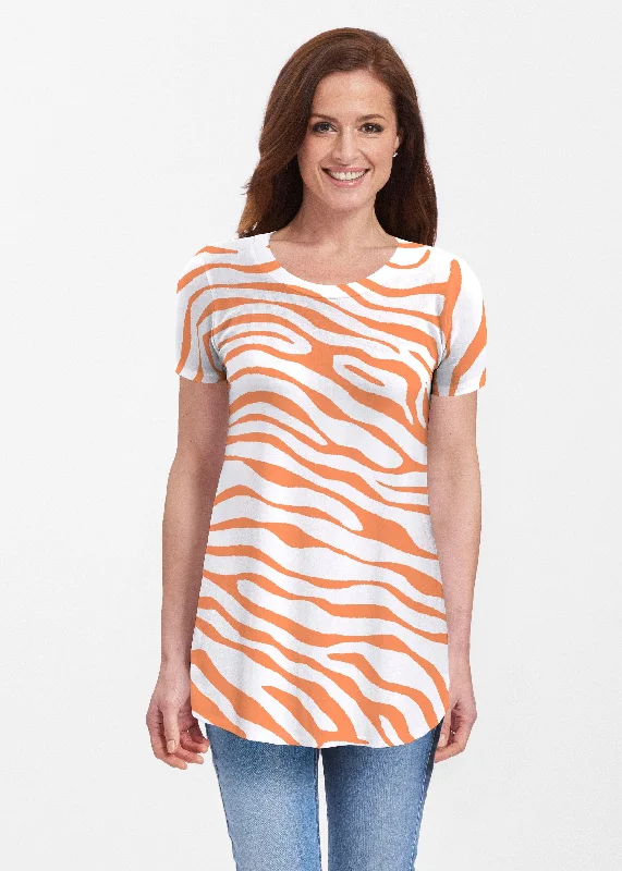 women's tops for those who want to stay cool and chic during warmer weatherZebra Orange (7042) ~ Butterknit Short Sleeve Tunic