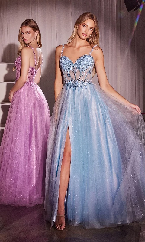 prom dress inspiration galleriesGlitter-Tulle Long Prom Dress: Ladivine CD0234