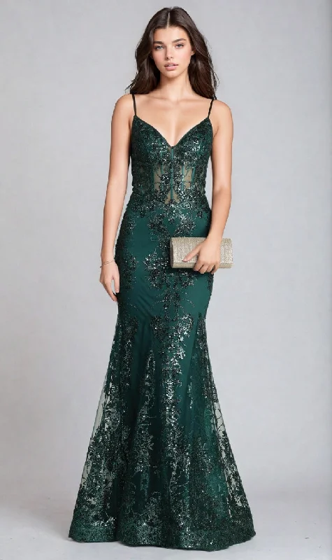 prom dresses for tall girlsLong Glitter-Print Prom Dress: Chicas C813