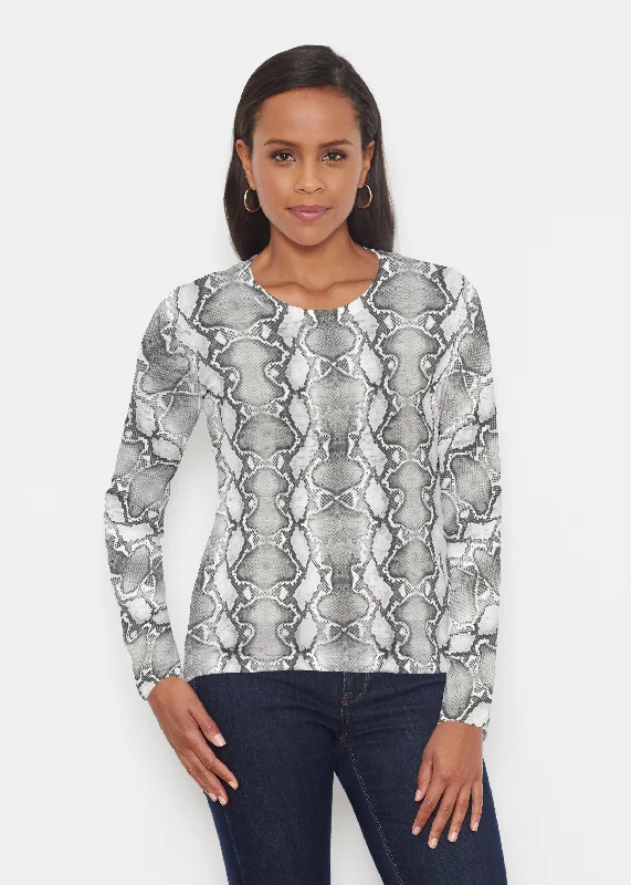 women's tops for those who want to add a pop of color to their outfitsPython Silver (7272) ~ Signature Long Sleeve Crew Shirt