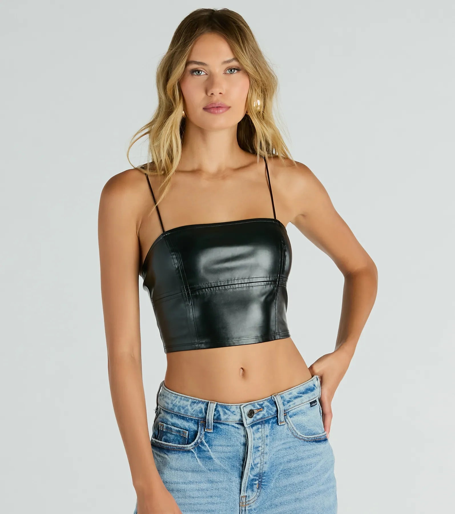 women's tops for cocktail partiesHot And Dangerous Faux Leather Crop Top