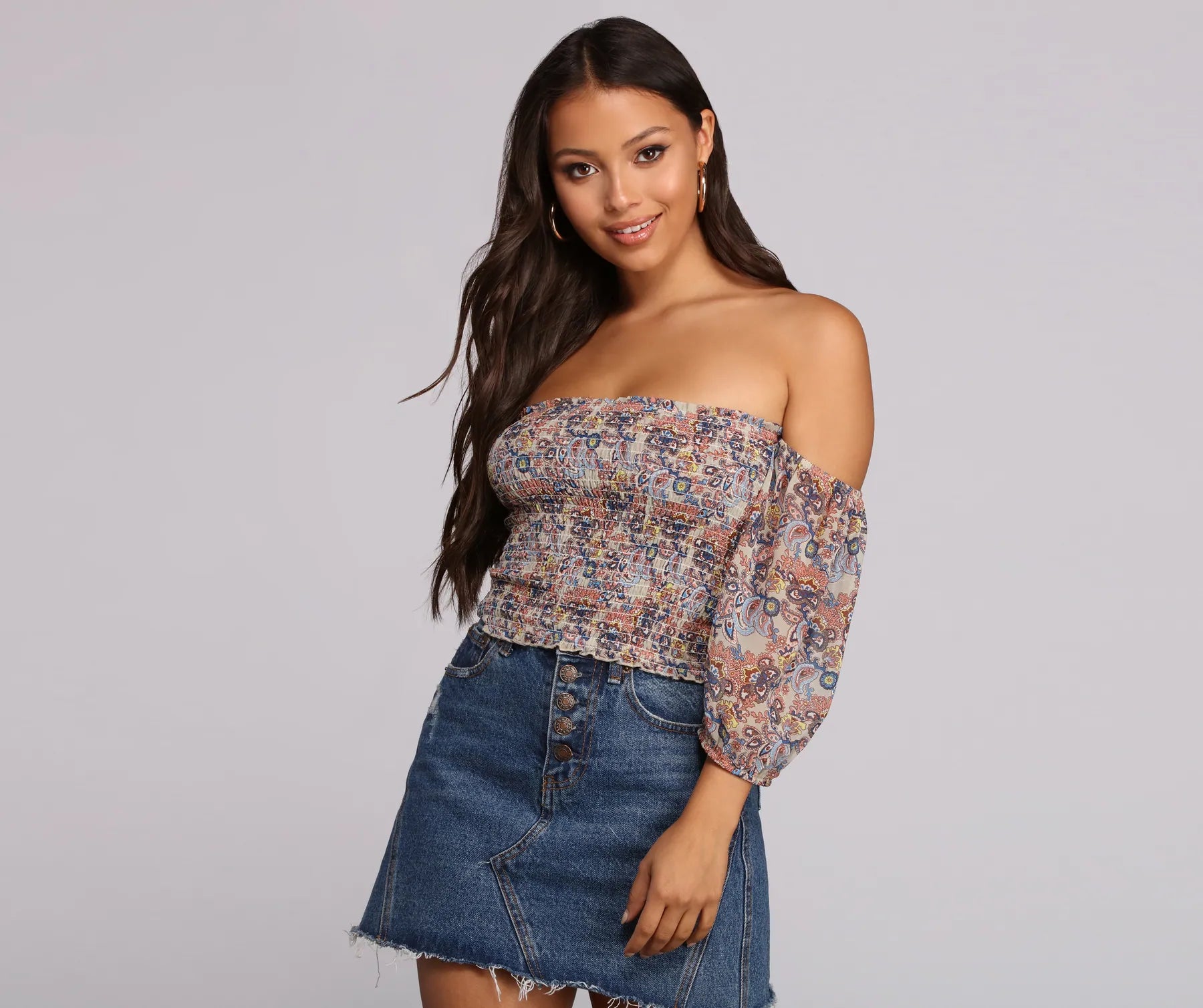 plus-size women's topsPretty In Paisley Crop Top