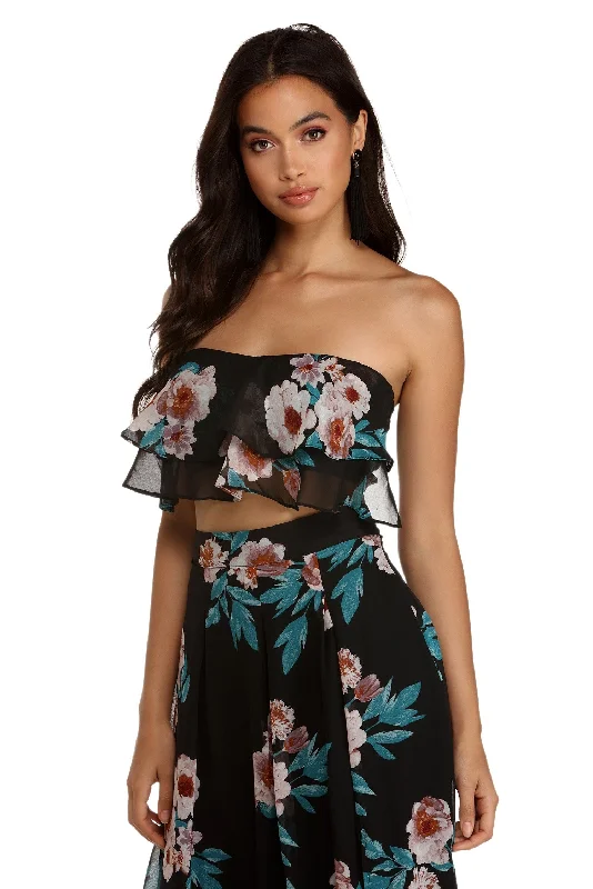 women's tops with built-in brasLovely In Floral Crop Top