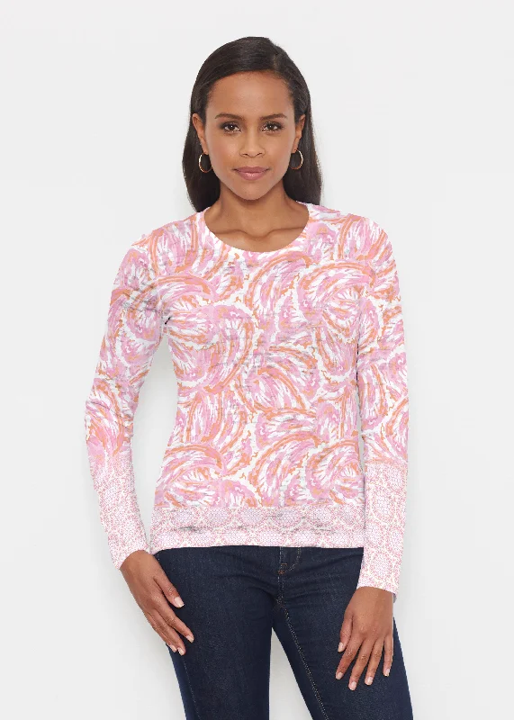 women's tops for those who believe in expressing their individuality through fashionCoastal Paisley Pink (7754) ~ Signature Long Sleeve Crew Shirt