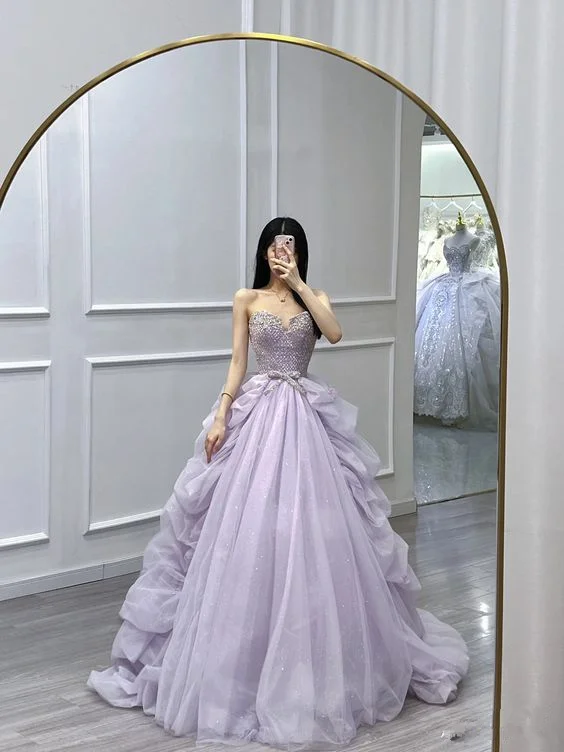 ball gown prom dressesElegant Purple Sweetheart A-line Prom Dress,Fairy Dress,Purple Princess Dress Y6651