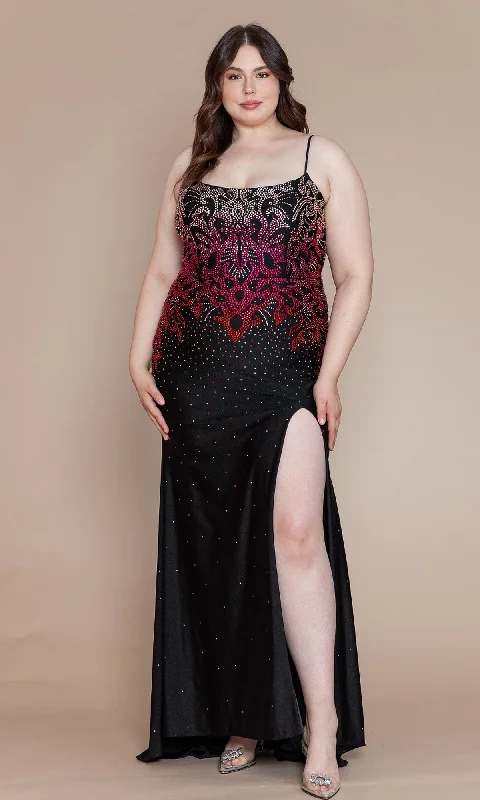 bodycon prom dressesOmbre-Beaded Plus-Side Long Prom Dress W1138