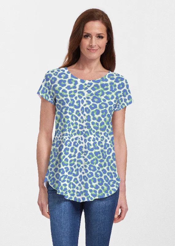 women's tops for those who believe in expressing their individuality through fashionJaguar Royal (7287) ~ Signature Short Sleeve Scoop Neck Flowy Tunic