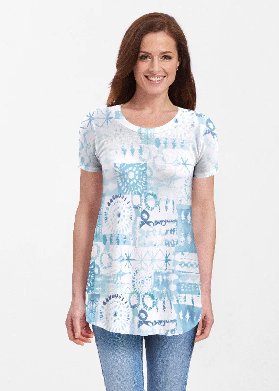 women's tops for layeringFerris Wheel Blue (16186) ~ Butterknit Short Sleeve Tunic