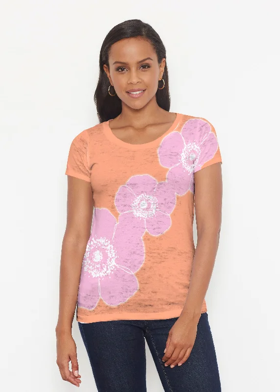 women's tops for business casual attirePoppy Orange-Pink (7108) ~ Signature Short Sleeve Scoop Shirt