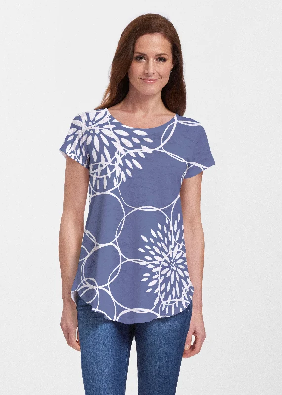 women's tops for those who want to invest in timeless piecesReflection Navy (11040) ~ Signature Short Sleeve Scoop Neck Flowy Tunic